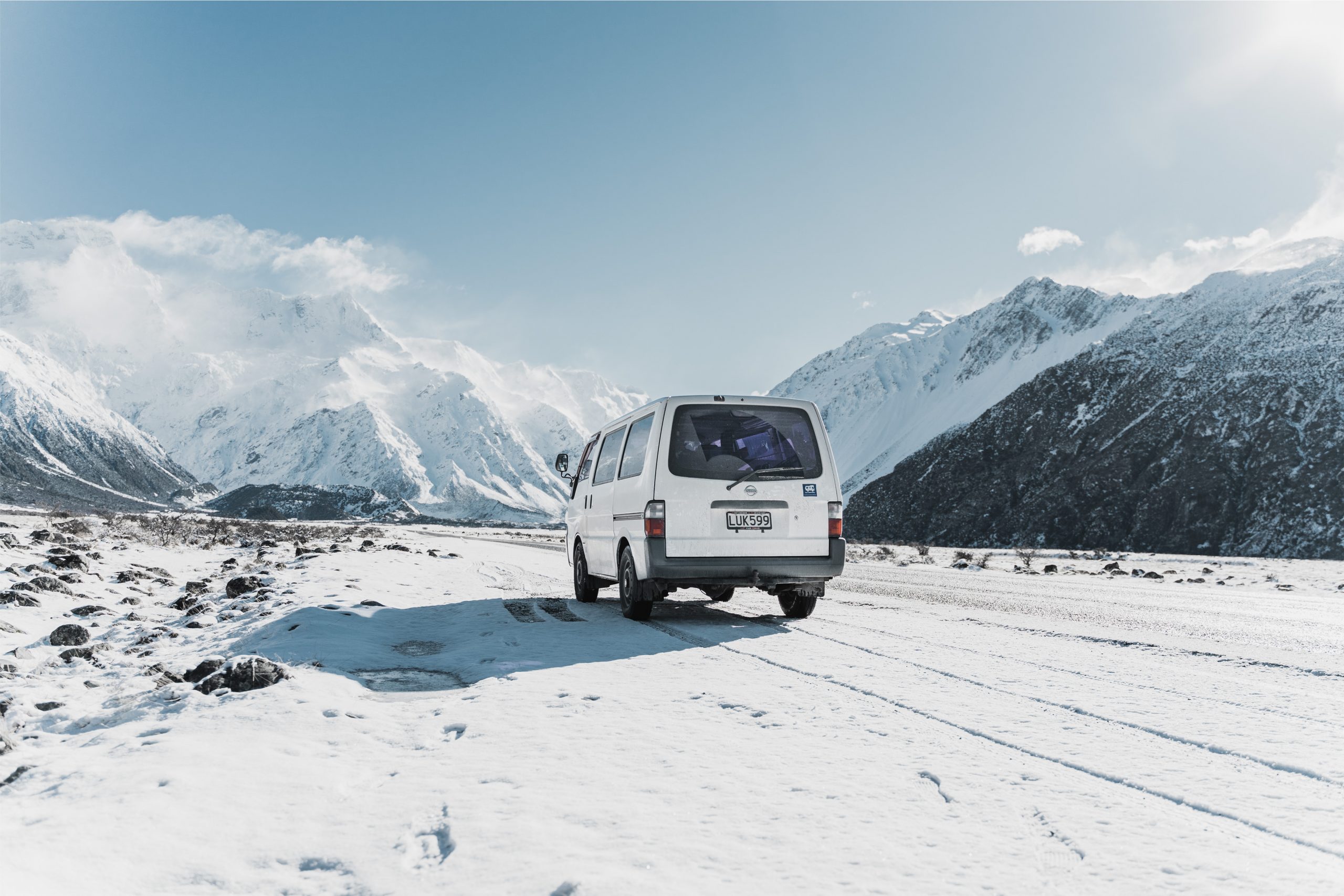 van in the snow
